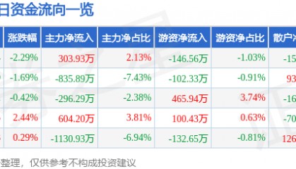 股票行情快报：南京新百（600682）12月31日主力资金净买入303.93万元