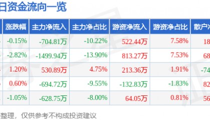 股票行情快报：南京新百（600682）3月3日主力资金净卖出704.81万元